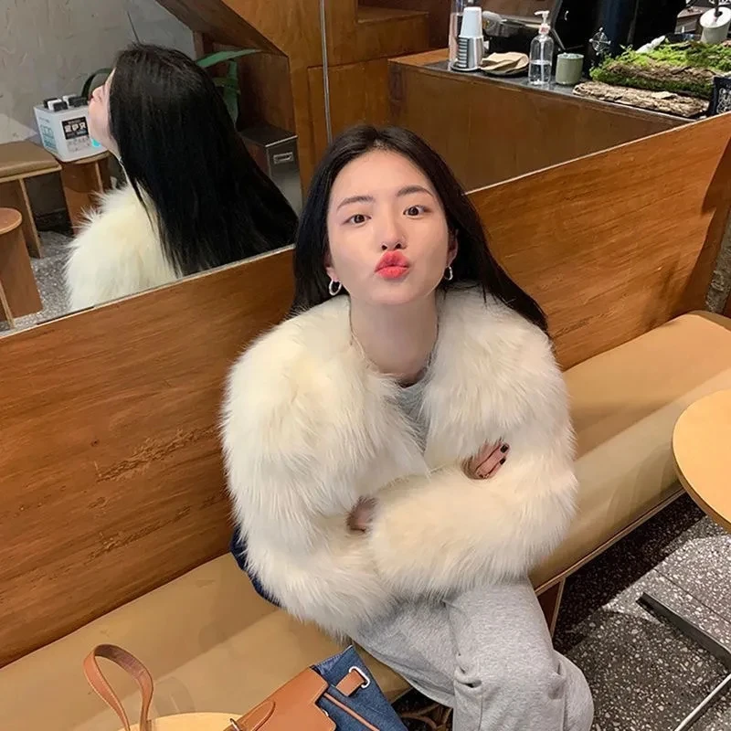 Faux Fur Coat Womens Clothing 2024 New Fashion Casual Imitation Fox Fur Coat Female  Short Loose Comfortable Winter Jacket 6