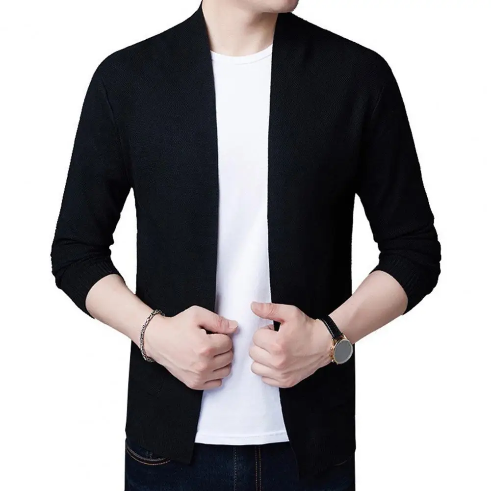 

Women Solid Color Sweater Jacket Stylish Men's Knitted Cardigans with Pockets for Spring Autumn Casual Wear Solid Color Knit