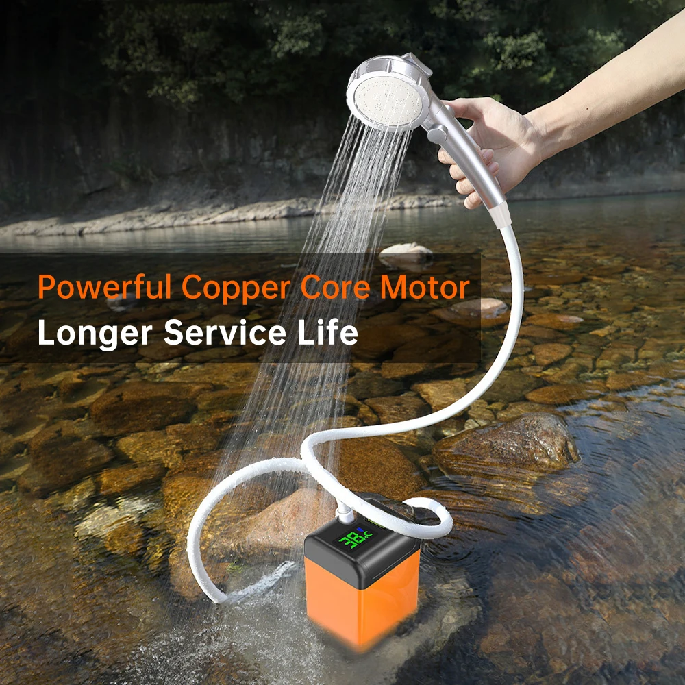 Outdoor Electric Shower Pump USB Rechargeable Waterproof Sprinkler Head for Camping Travel Pet Watering