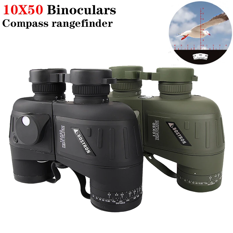 

10X50 Telescope Binoculars Long Range Night Vision Spyglass Bak4 for Smartphone Compass Rangefinder for Hunting Travel Camping