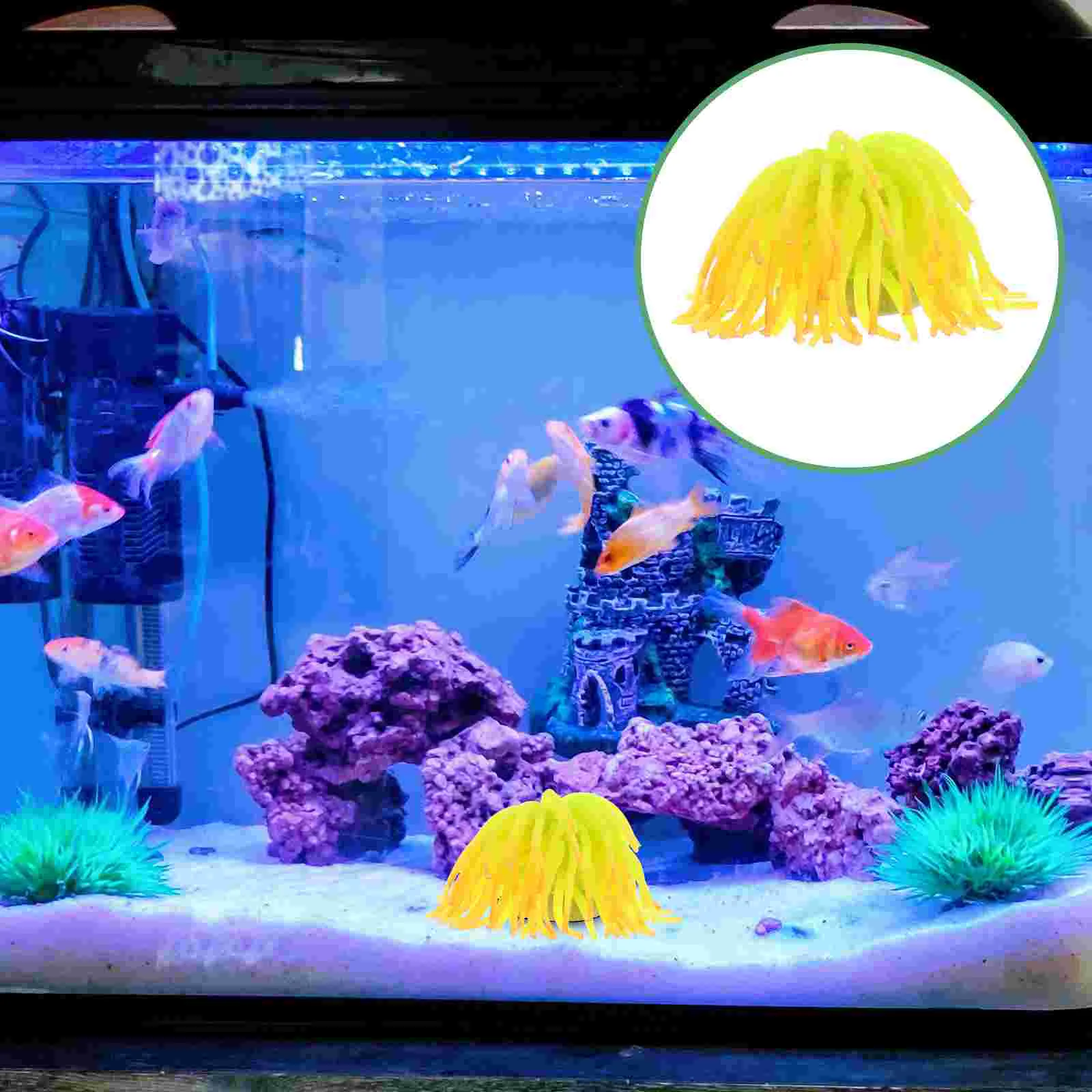 

6 Pcs Aquarium Ornaments Underwater Fake Plants Fish Tank Sea Urchin Statues Plastic Decoration