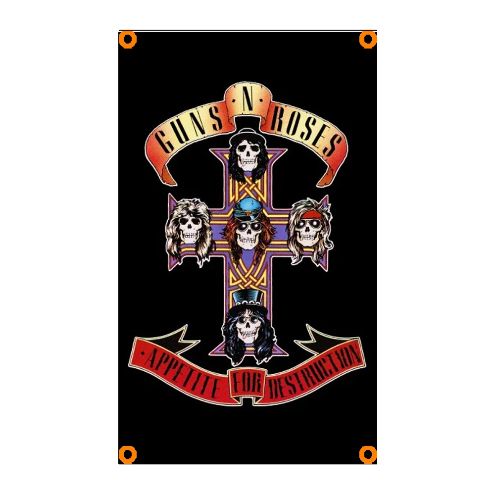 150X90Cm Old School Guns And Roses Band Dark Souls Flags 3 X5Ft Poliestere Per Bar Home Bedroom Wall Decor