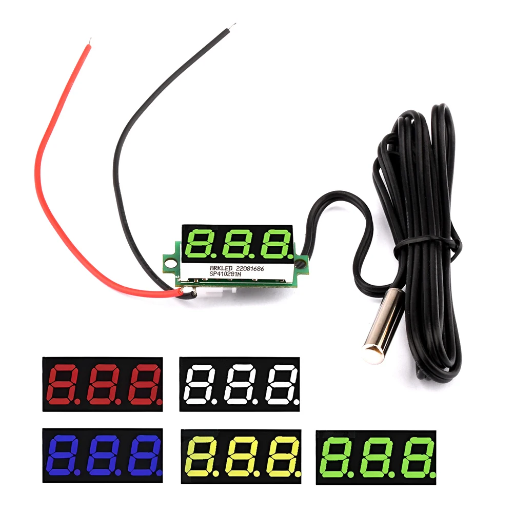 LED 디지털 온도계 온도 센서 감지기, 방수 NTC 금속 프로브, 파란색, 녹색, 빨간색, 흰색, 노란색 디스플레이, DC 4-28V LED 디지털 온도계 온도 센서 감지기, 방수 NTC 금속 프로브, 파란색, 녹색, 빨간색, 흰색, 노란색 디스플레이, DC 4-28V