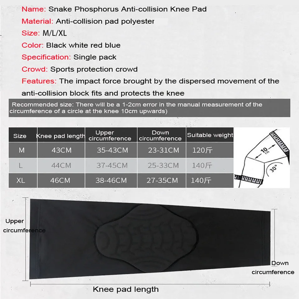 1Pcs Breathable Sports Football Basketball Knee Pads Snake Phosphorus Knee Brace Leg Sleeve Calf Compression Knee Support