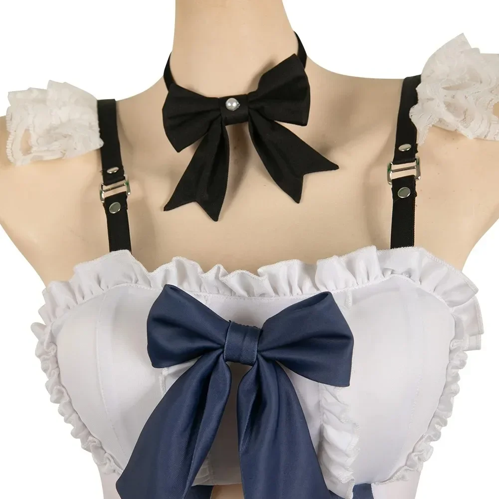 White Maid-Themed Bikini Swimsuit Costume for Women