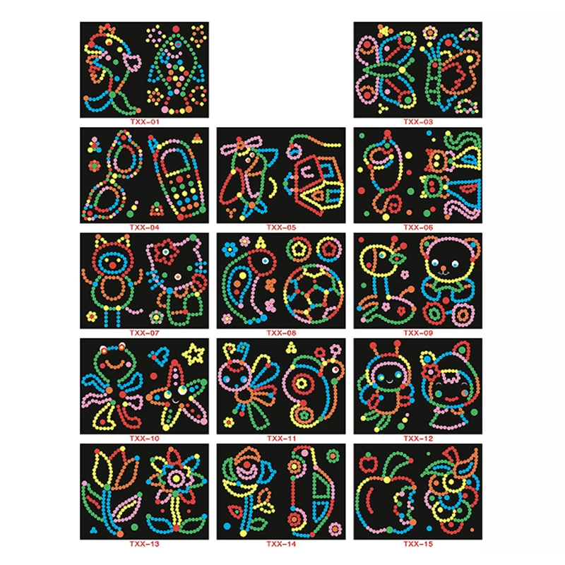 10/15pcs Colorful Dot Primary Mosaic Puzzle Stickers Games DIY Cartoon Animal Learning Education Toys For Children Kids Gift cartoon stickers cartoon animal stickers puzzle stickers colorful stickers animal stickers decorative stickers paper stickers