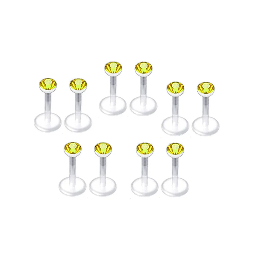 1 stücke/10 stücke flexible Strass Labret Stud Einsatz-in klare Stange Lippen Piercing Ring Knorpel Tragus Ohrringe Körper Piercing Schmuck – Detail 6