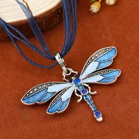 Fashion Crystal Dragonfly Pendant Necklaces for Women Vintage Insect Multi Layers Rope Necklace Jewelry Thanksgiving Gift - Image 4