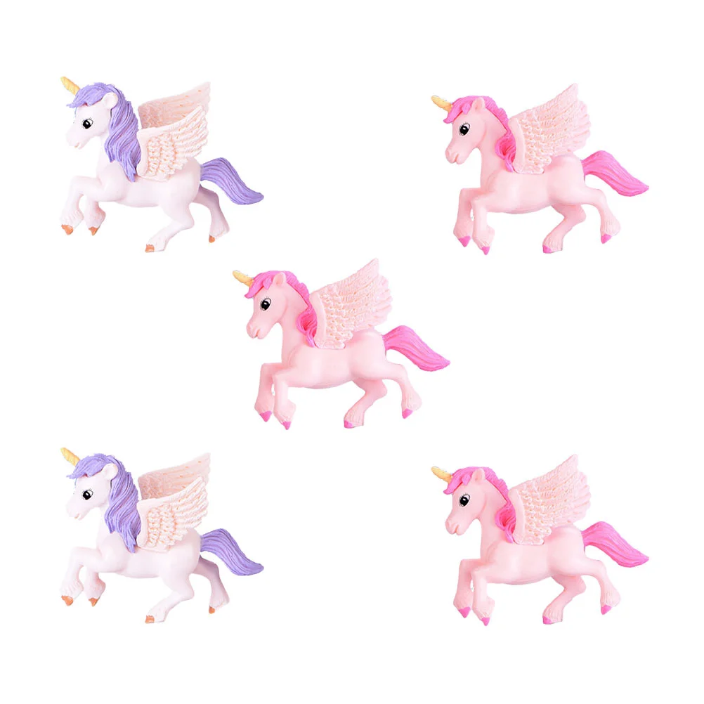 

5 Pcs Unicorn Ornaments Desktop Decoration Cake Aethstetic Room Plastic Tabletop