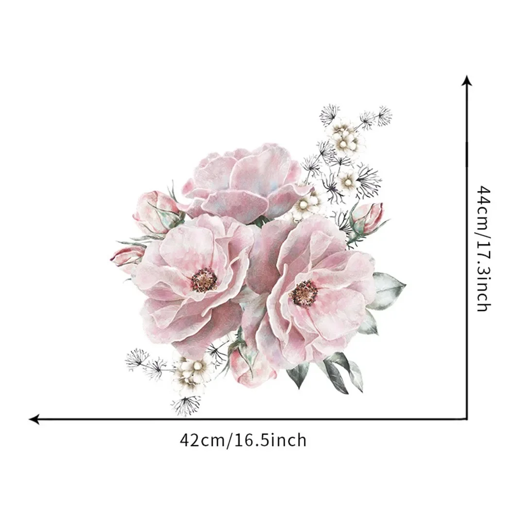 Peony Rose Flowers Print Wallpaper Stickers Living Room Bedroom Hotel Room Decoration DIY Vinyl Wall Decal Baby Nursery Decor wall stickers wall sticker