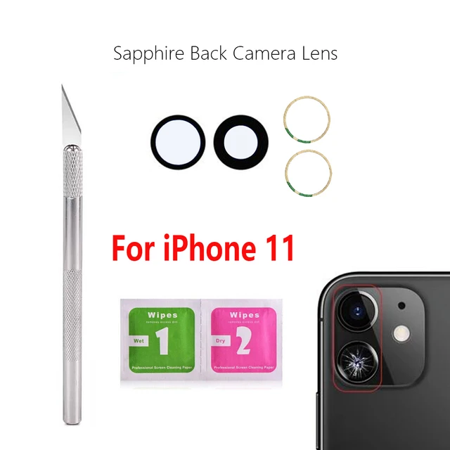 Lente Vetro Fotocamera Posteriore Per IPhone 11 - Ricambio Originale, Con Adesivo, Pinzette E Panno, Nero - Foto 12