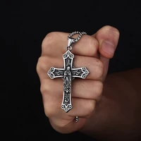 Fashion 316L Stainless Steel Creative Design Jesus Cross Pendant For Man Hip Hop Christian Jewelry Wholesale Lucky Gift 1