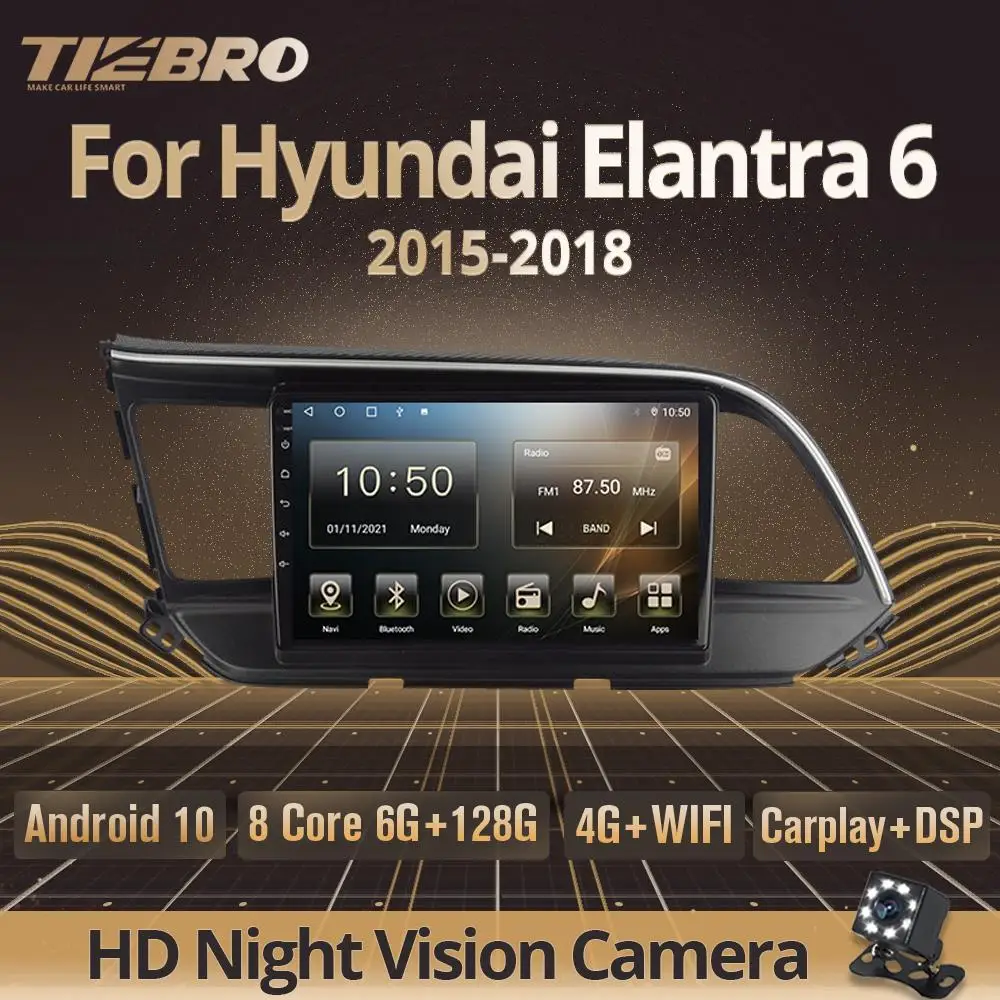 

Tiebro 2DIN Android10 Car Radio For Hyundai Elantra 6 LHD 2015-2018 IPS Auto Radio GPS Navigation Bluetooth Player Car Receiver
