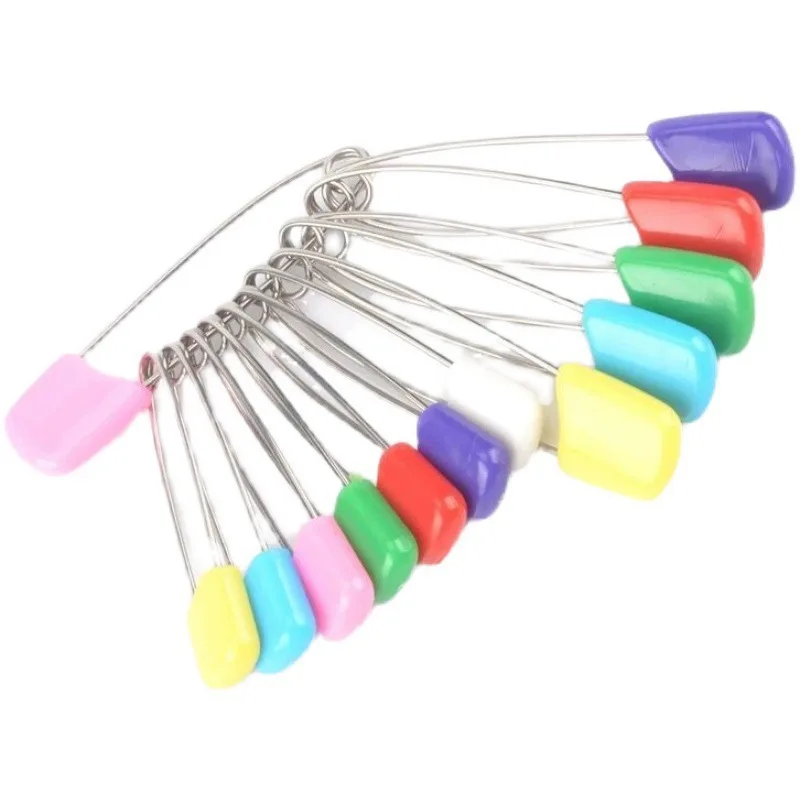 24Pcs 플라스틱 헤드 안전 핀 4cm 안전 잠금 기저귀 기저귀 핀 버클 드레스 메이킹 핀 DIY 바늘 핀 봉제 용품