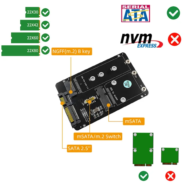 Adapter SSD M2 mSATA Adapter mSATA SATA Converter M.2 to SATA 3.0 6Gb Riser  M2 to SATA 2.5 inch Board for NGFF M.2 SSD mSATA SSD - AliExpress