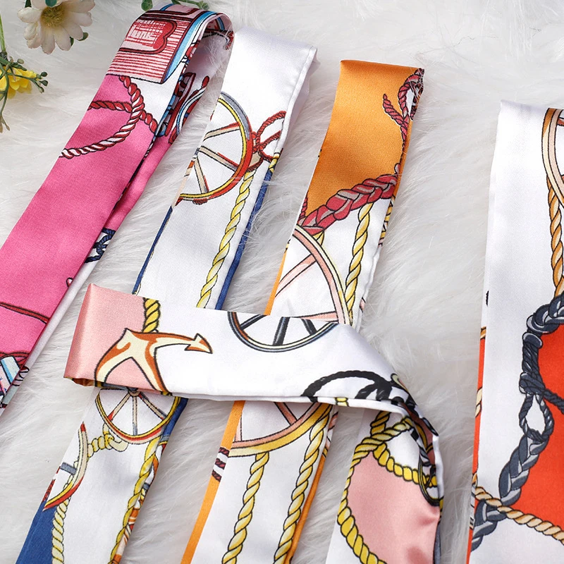 Korean Fashion Women's Twill Decorative Ribbon Small Scarf Binding Bag Handle Ribbon Hair Band Small Scarf Headband 1PC silk scarf lace scarf children scarf gymnastics scarves print scarf rabbit fur scarf women cotton scarf bag scarf transparent scarf women shawl