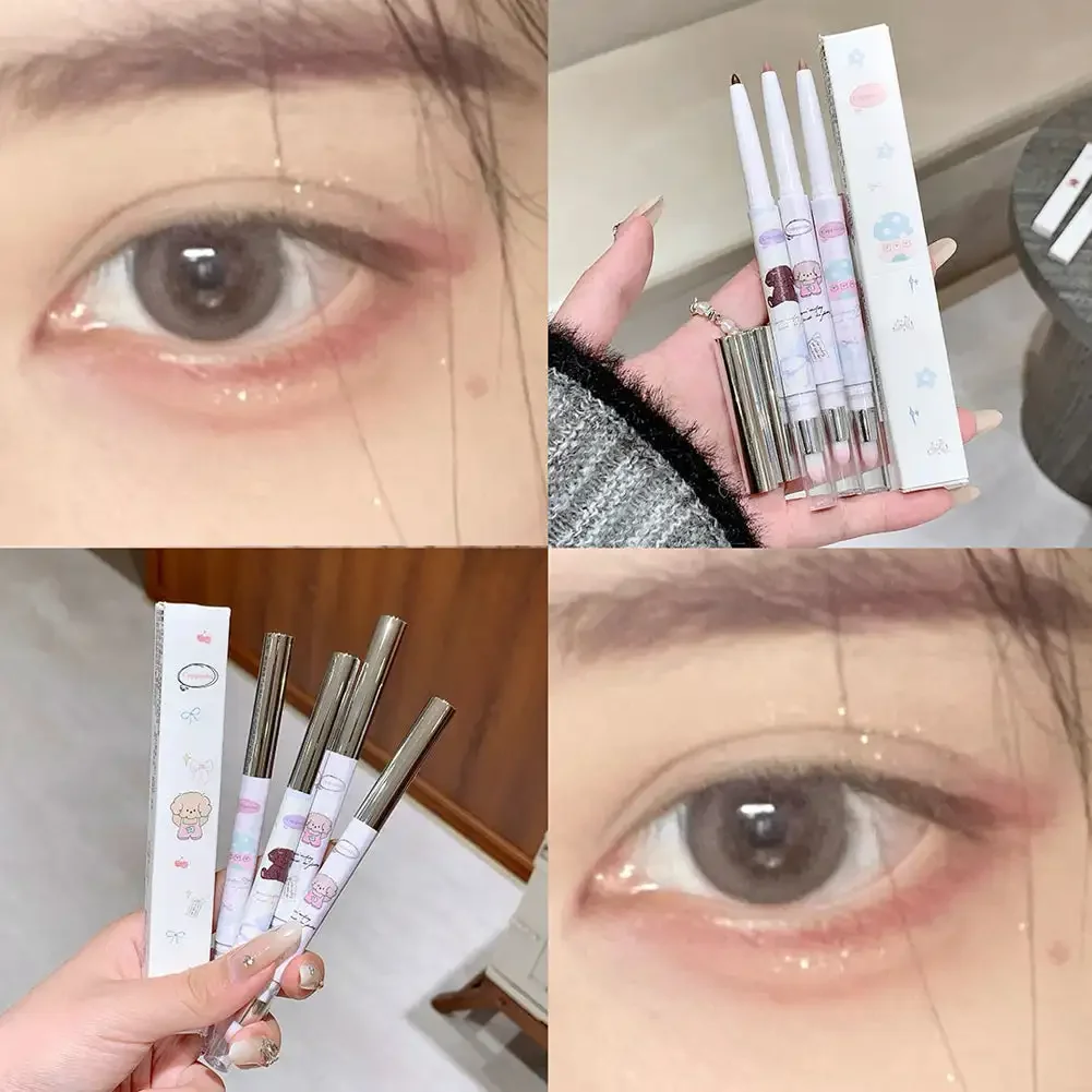 Matte Pink Lying Silkworm Pen Color Natural Brightening Glitter Eye Shadow Pencil Shimmer Glue Eyeliner Waterproof Korean Makeup 3