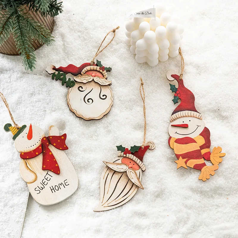 

Wooden Santa Claus Snowman Small Pendant Christmas Decoration