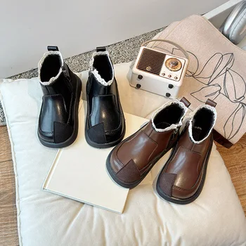 Kids Princess Boots with Sweet Lace Girls Short Boots with Cotton Non-slip 2024 Autumn Winter New Children Ankle Boots Elegant