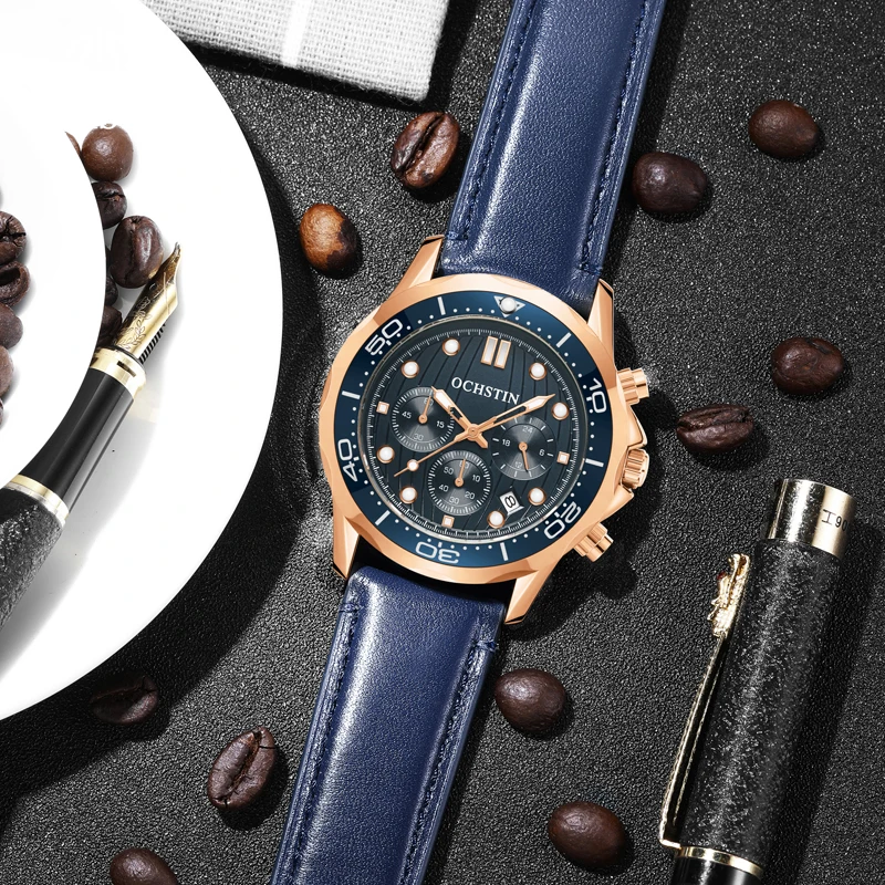OCHSTIN Promotional Model 2024 Mariner Casual Simple Watch Multifunction Quartz Movement Men's Quartz Watch
