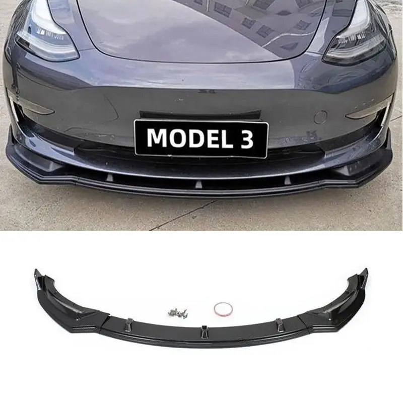 

For Tesla Model 3 Front Lip Bumper 2017-2020 2021 2022 2023 Body Kits ABS Carbon Fiber Matte Front Spoiler Diffuser