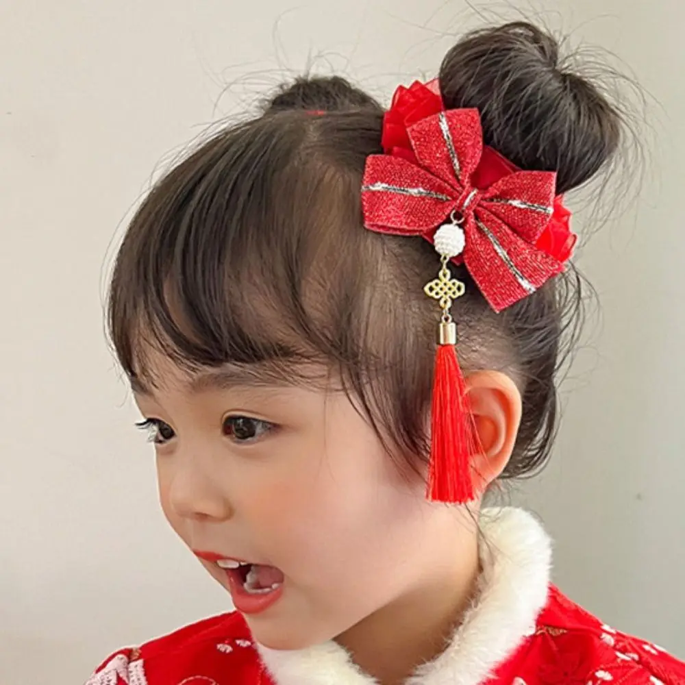 Pearl Children Red Hair Rope Hairball Tang Suit Hair Clip Chinese New Year Headwear Tassel Ancient Headwear Red Bow Hair Rope shang shan tang exhibition of ancient chinese ceramics 20 item