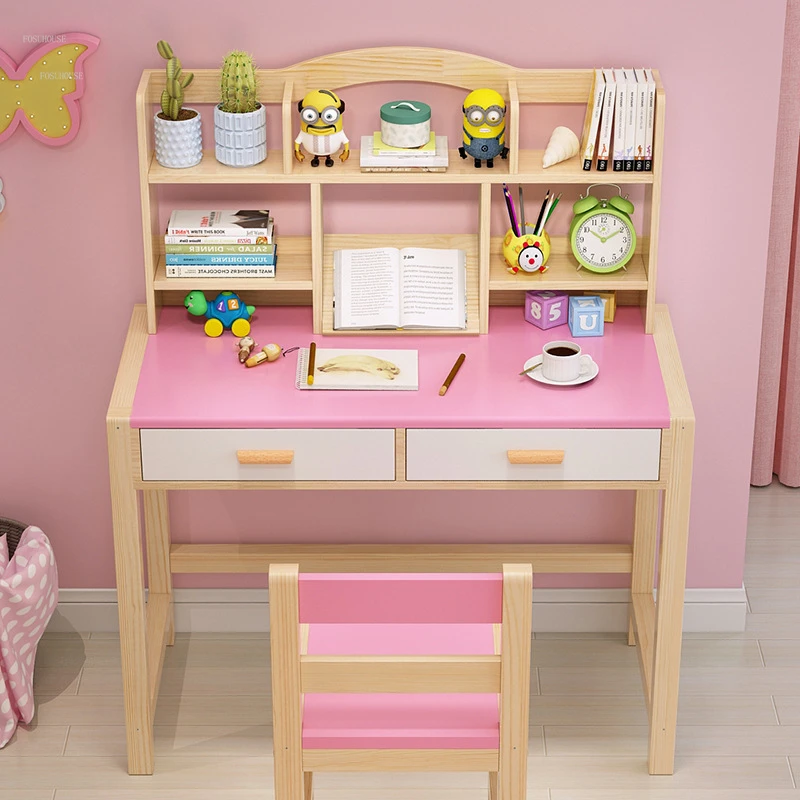 Solid Wood Children Tables Can Lift Children's Study Desk Simple Home Children's Homework Writing Desk Chair Set Children Tables