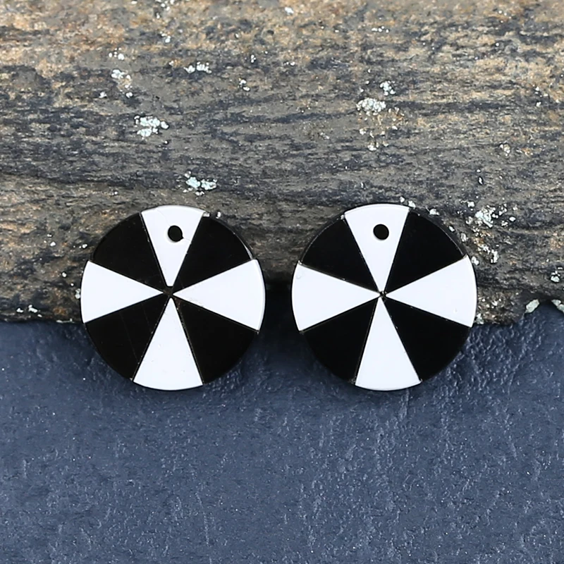 Natural Stone White Agate,Obsdian Round Shape Fashion Jewelry Women Earrings Accessories 12x3mm 1.3g