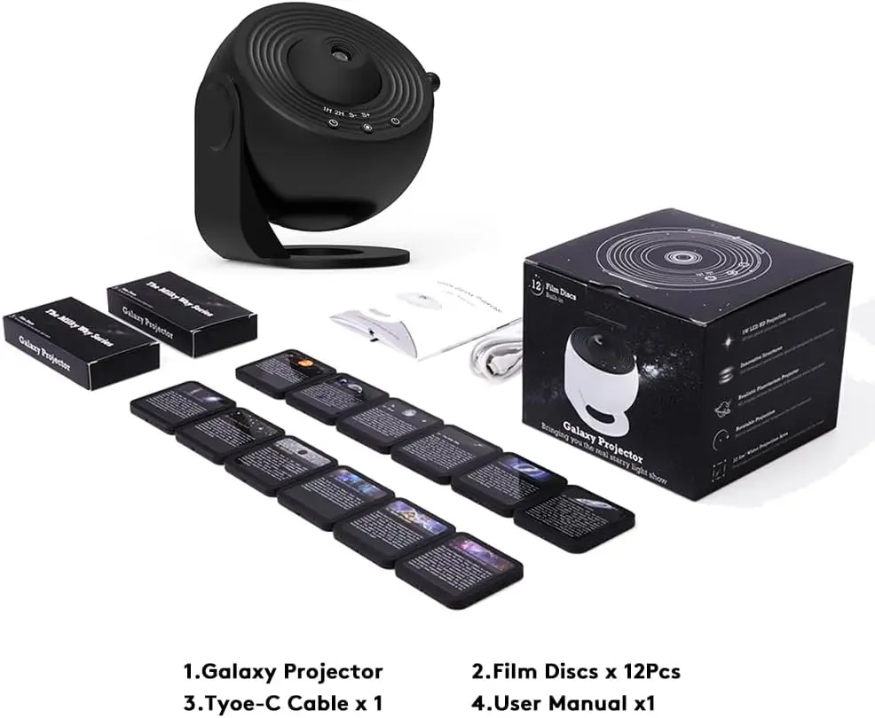Star Projector Night Light with 360° Rotating Galaxy Display