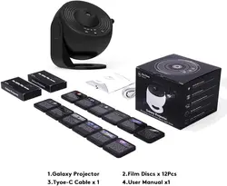 Star Projector Night Light with 360° Rotating Galaxy Display (Black)