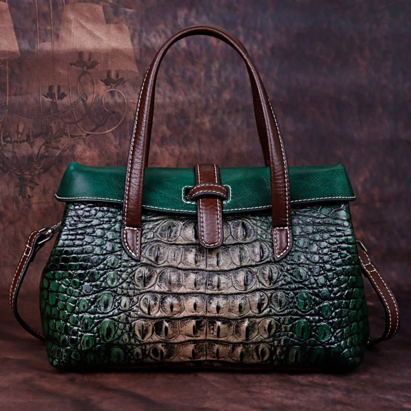 

Green Small Women Shoulder Bags Genuine Leather Designer Handbags For Ladies Luxury Alligator Handbag For Phone Bag 2023