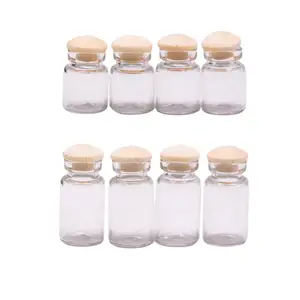 4 Pieces 1:12 Scale Dollhouse Mini Glass Jars with Wood Lid Food Toy Accessory Life Small Glass Bottles Candy Jars