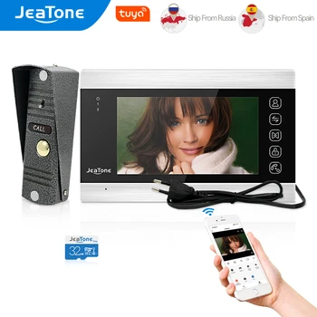 JeaTone 투야 스마트 홈 비디오 인터콤 시스템, 무선 와이파이 비디오 도어폰, 720P, AHD, 110 ° 유선 초인종 카메라, 7 인치