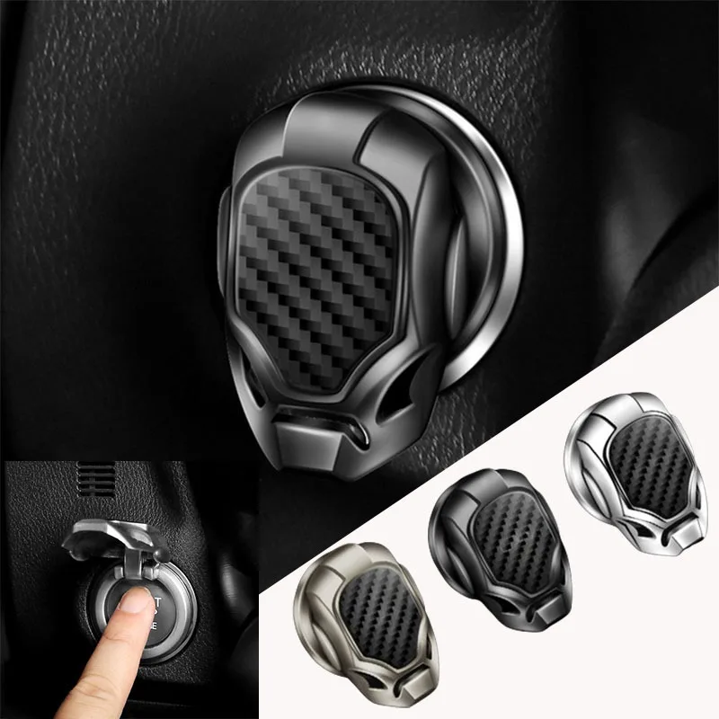 

One-Key Start Button Protection Cover Wear-resistant Flip-Top Design Zinc Alloy Car Engine Start Stop Decorative Button Cover