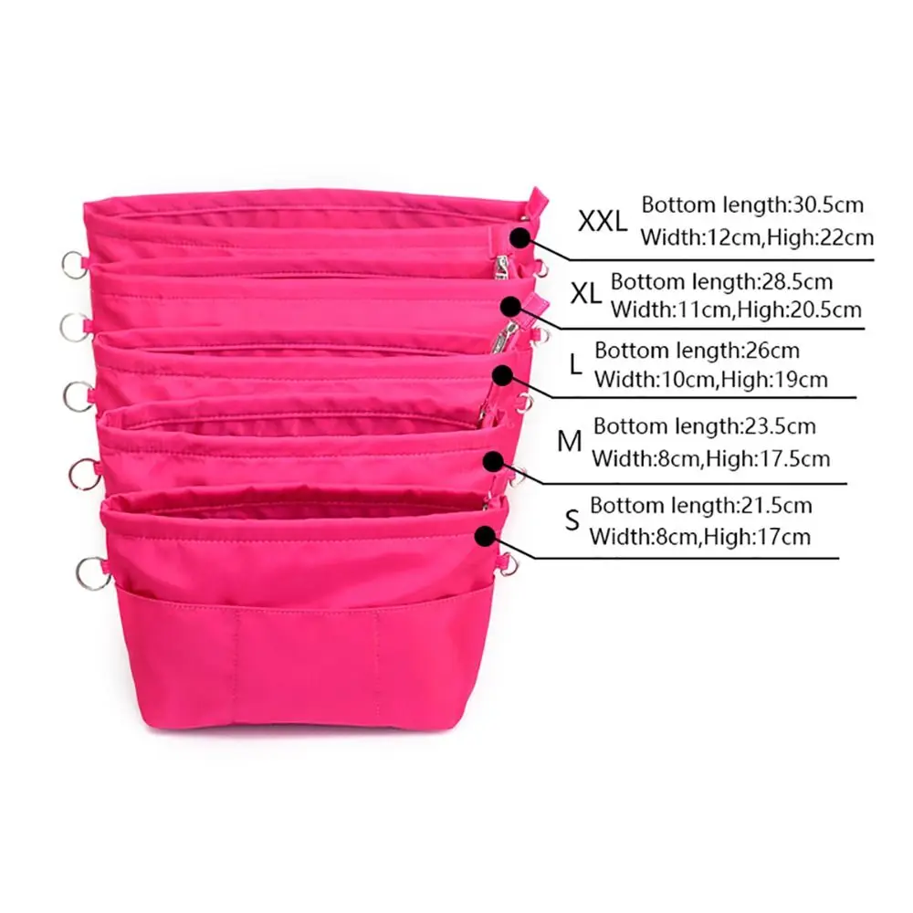 1Pcs Durable Storage Bags Insert Cosmetic Bag Felt Portable Linner Bag with Zipped Top Multi-Pocket Handbag Organizer Women