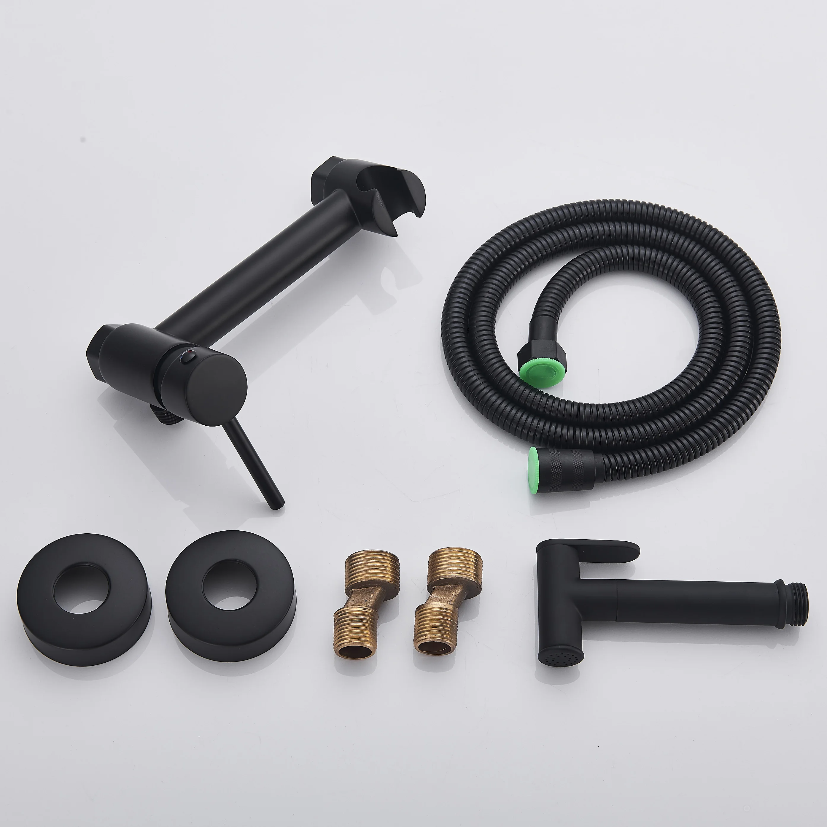 Matte Black Wall-Mounted Brass Bathroom Bidet Faucets High Pressure Sprayer Shower Tap Toilet Washer Hot and Cold Water Mixers 6