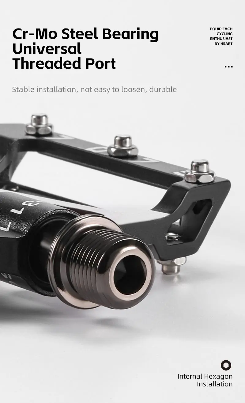 WEST BIKING 3-Bearing Bicycle Pedal Durable CNC Aluminum Alloy Non-Slip MTB Road Bike Widened Professional Pedals 