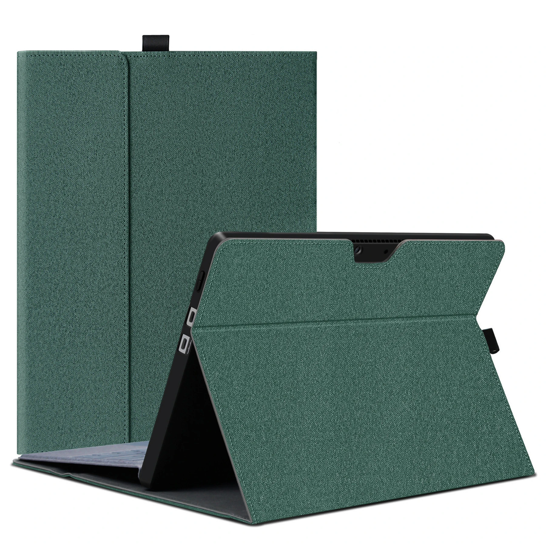 Surface Pro 11/10/9 Tablet Protective Case, Shockproof Folio Flip Rugged Cover With Pen Holder (Black - View #11