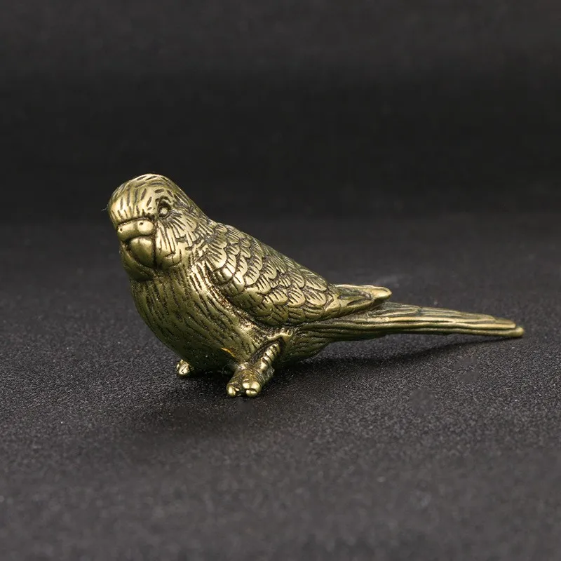 Vintage Solid Brass Magpie Miniatures Statue Desktop Ornament Tea Pet Decoration Crafts Accessories Animal Bird Figurines Decors brass copper animal cow head tea pet figurine sculpture car keychain pendant accessories cow statue desk decor bracelet necklace