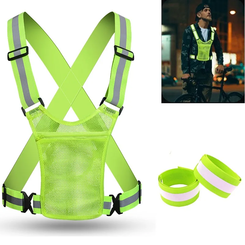Reflective safety vest and straps With storage bag