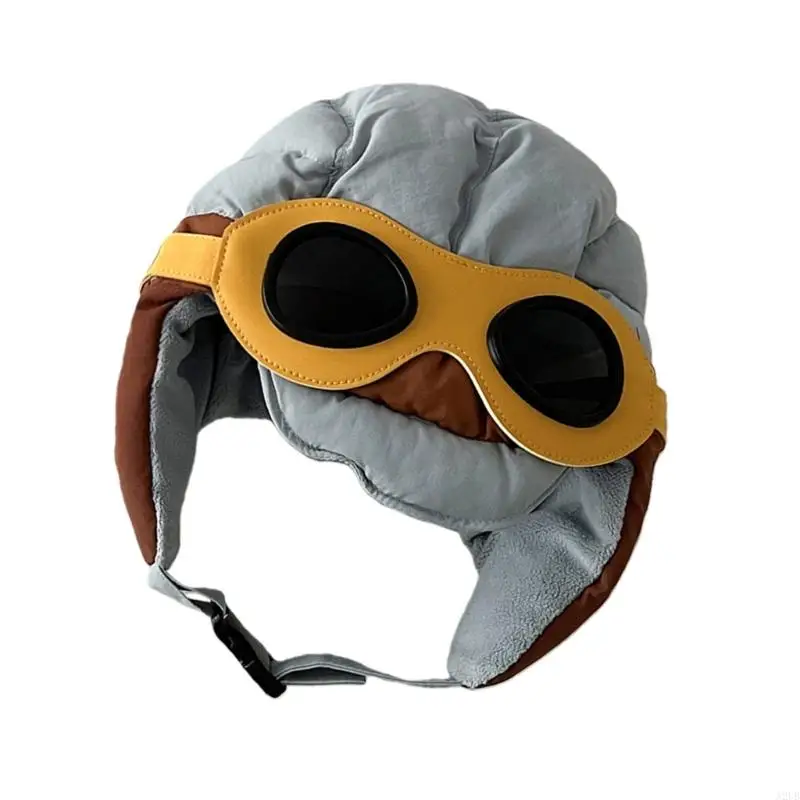 Kleinkind-Pilotenmütze, winddicht, Ohrschutz, Schutzbrille, Piloten-Charm, Kostümzubehör, kaltes Wetter, Nylon, verstellbarer – Detail 8