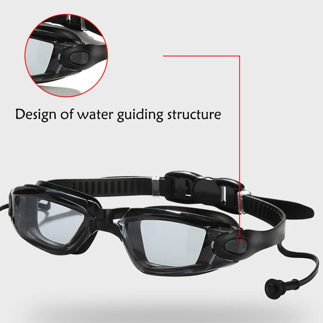 Professional Swimming Goggles with Conjoined Earplugs HD UV Shield Anti-Fog Water Sport Eyewear Glasses Silicone for Swim Pool 2