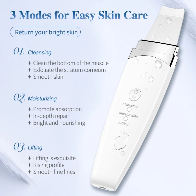 Beauty Blackhead Face Spatula Ultrasonic Facial Cleaner Face Scrub Beauty Care Skin Scrubber dermaplaning facial