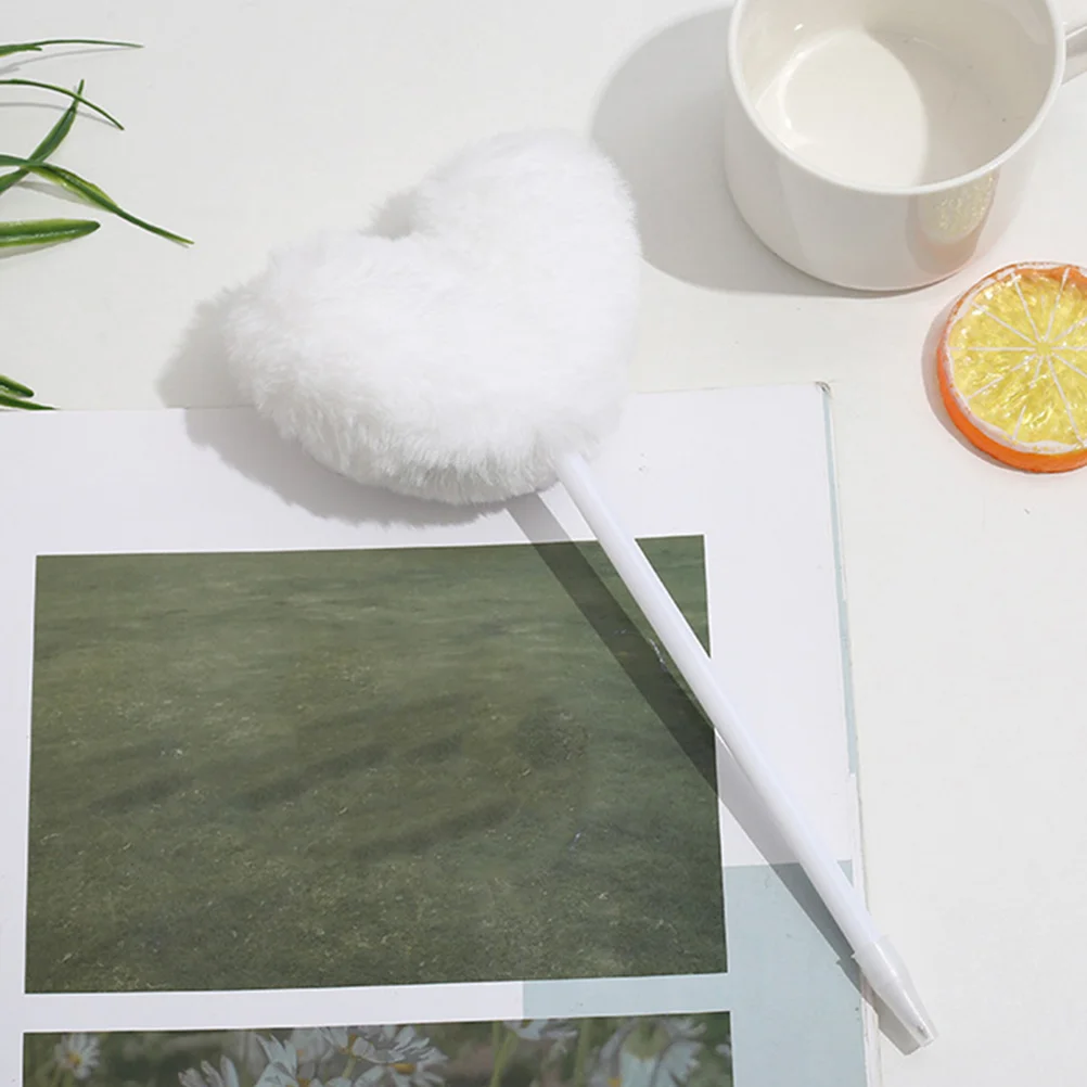 

7 шт., ручка для письма, пушистая шариковая ручка, декоративная пушистая шариковая ручка в форме сердца, ручка с помпоном