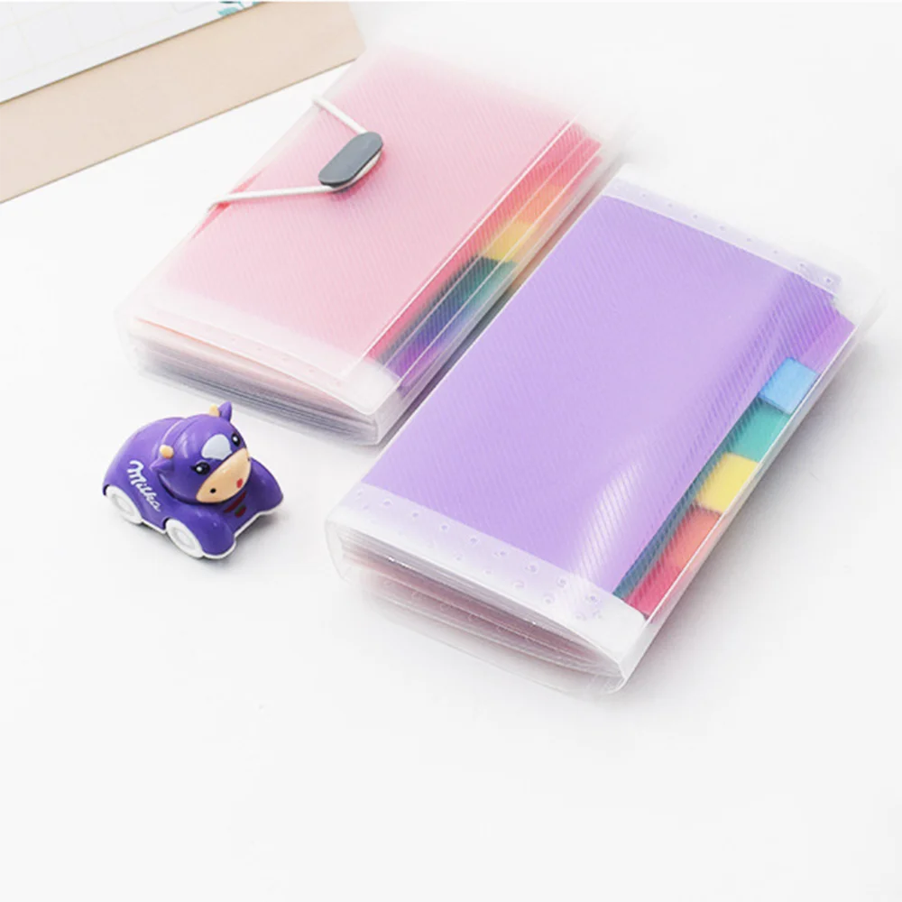 A6 Plastic Portable File Folder Extension Wallet Bill Receipt File Sorting Organizer Office Storage Bag Folders Filing Products