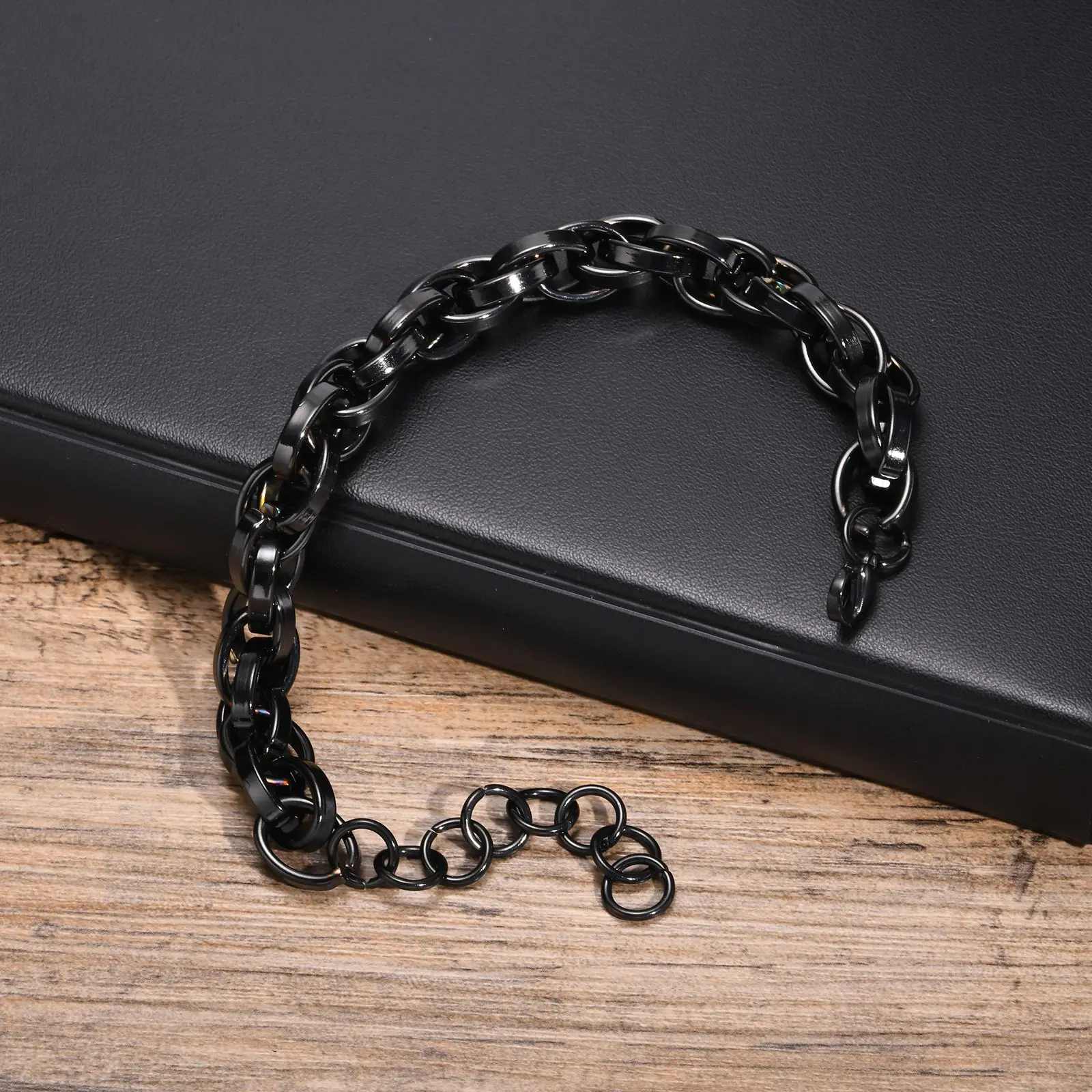 11mm Edelstahl Twist Armband für Männer, schwarz/grau/silber Farbe Twisted Seil Glieder kette, 23 5cm Handgelenk Weihnachts geschenke Schmuck – Detail 1