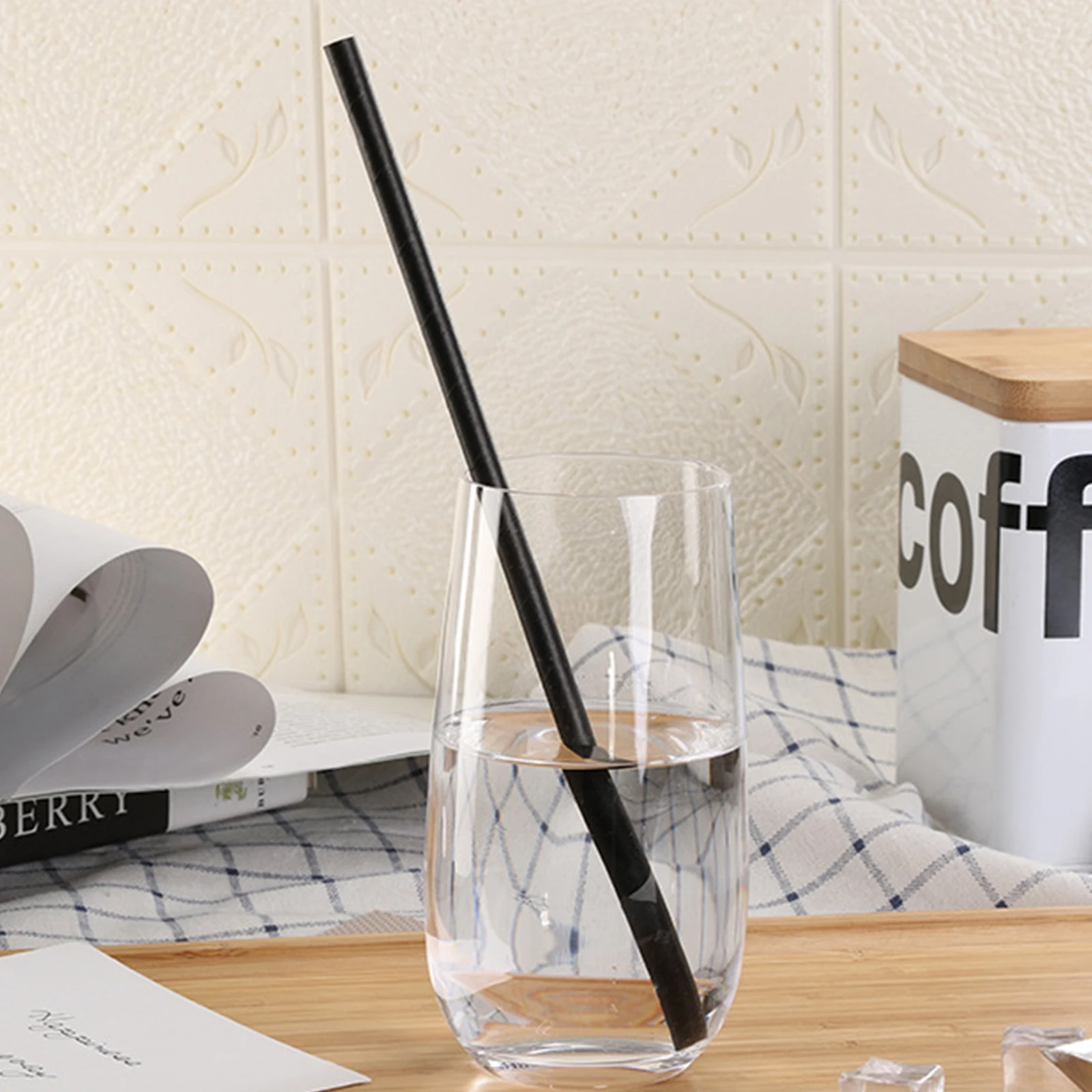 100 Pcs Paper Straws Compostable Biodegradable Straws 7.75 in Long Cocktail for Smoothies Tumblers Cocktail MilkShake