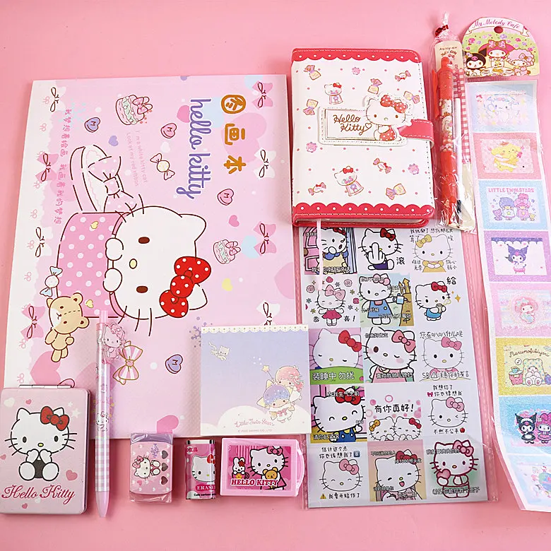 Sanrio Stationery Sets Kawaii Melody Kuromi Cinnamoroll Pompompurin  Students Deluxe Stationery Gift Package School Supplies Set - AliExpress