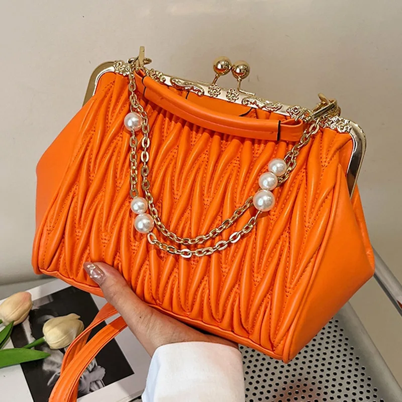 Crossbody Bag Women Handbags Women's Fashion Chain Shoulder Kiss Lock Shell Clip Crossbody Prom Clutch Handbags And Purse