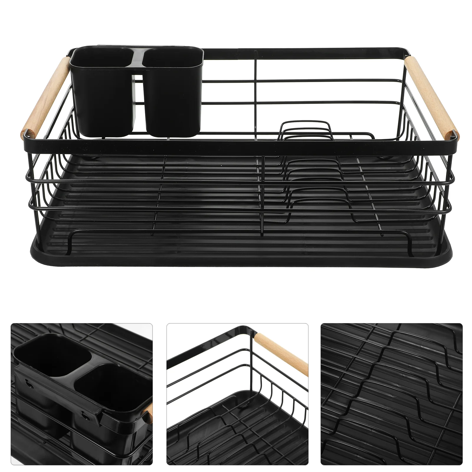 

Dish Rack Bowl Dish Drying Holder Kitchen Countertop Drainer with Cutlery Holder